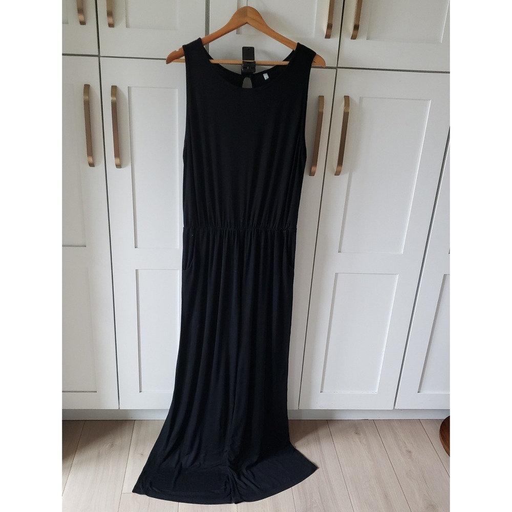 Jumpsuit Womens XL Black Sleeveless Wide Leg Casual One Piece Outfit